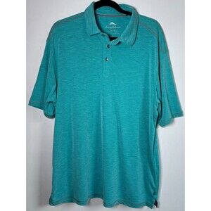 Tommy Bahama Extra Large Polo Shirt Teal Blue Tencel Blend Short Sleeve Golf